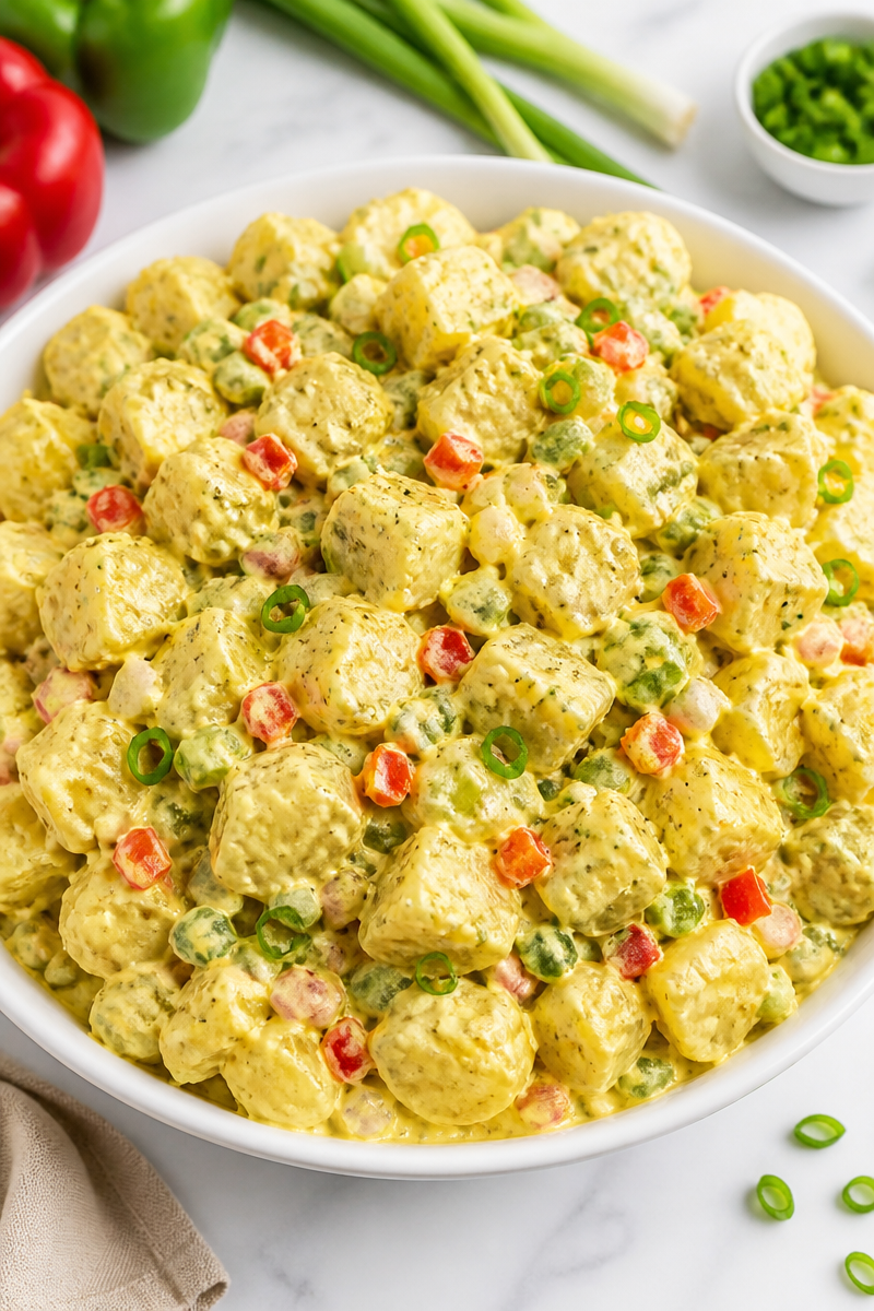 Traditional Jamaican Potato Salad with Mustard Dressing