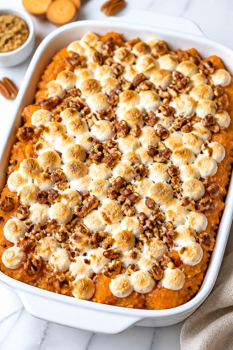 Copycat Ruth Chris Sweet Potato Casserole with Brown Sugar