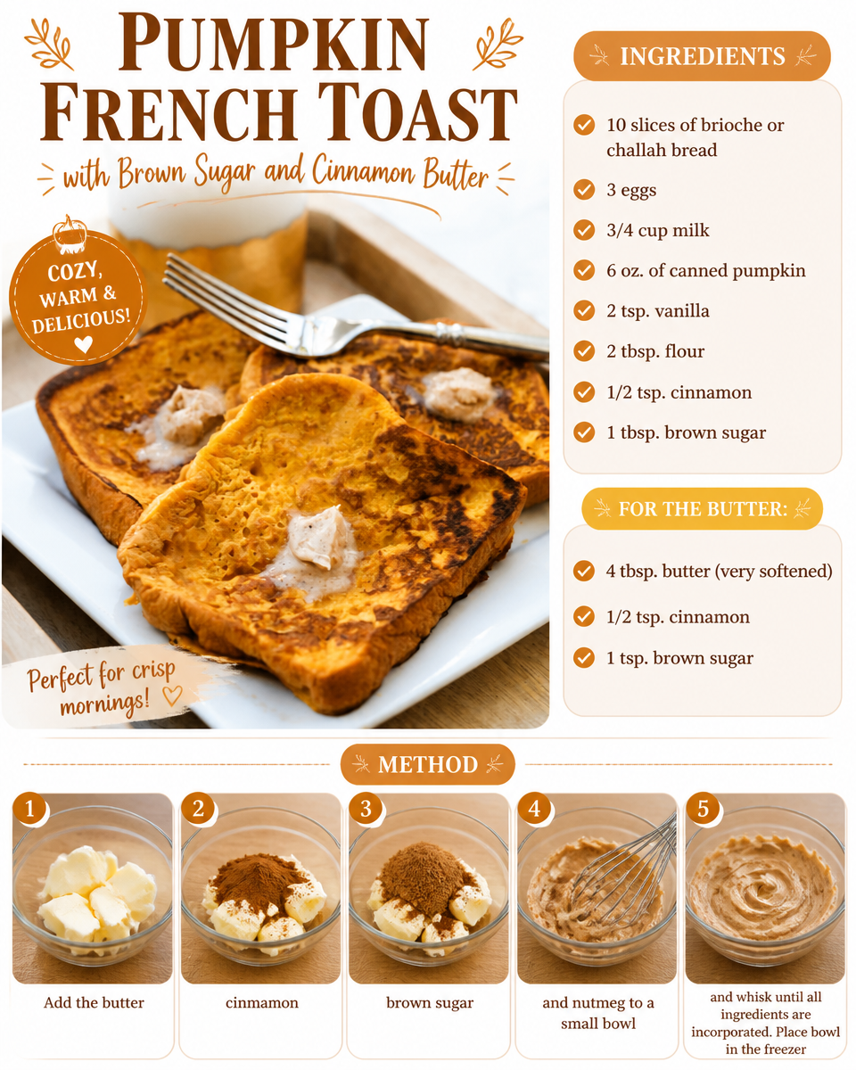 Pumpkin French Toast with Brown Sugar and Cinnamon Butter