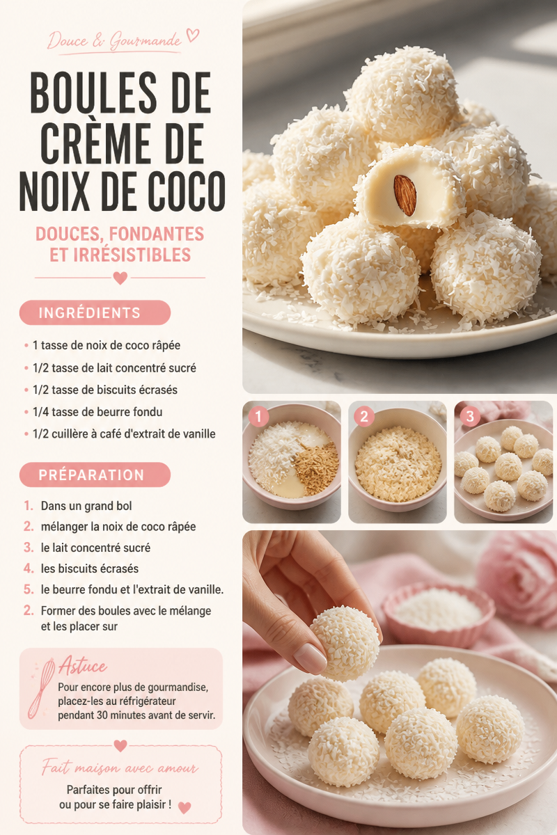 Boules de crème de noix de coco