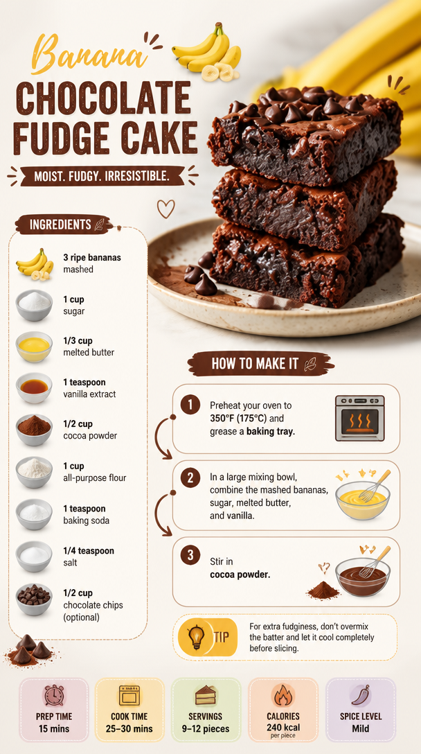 Banana Chocolate Fudge Cake