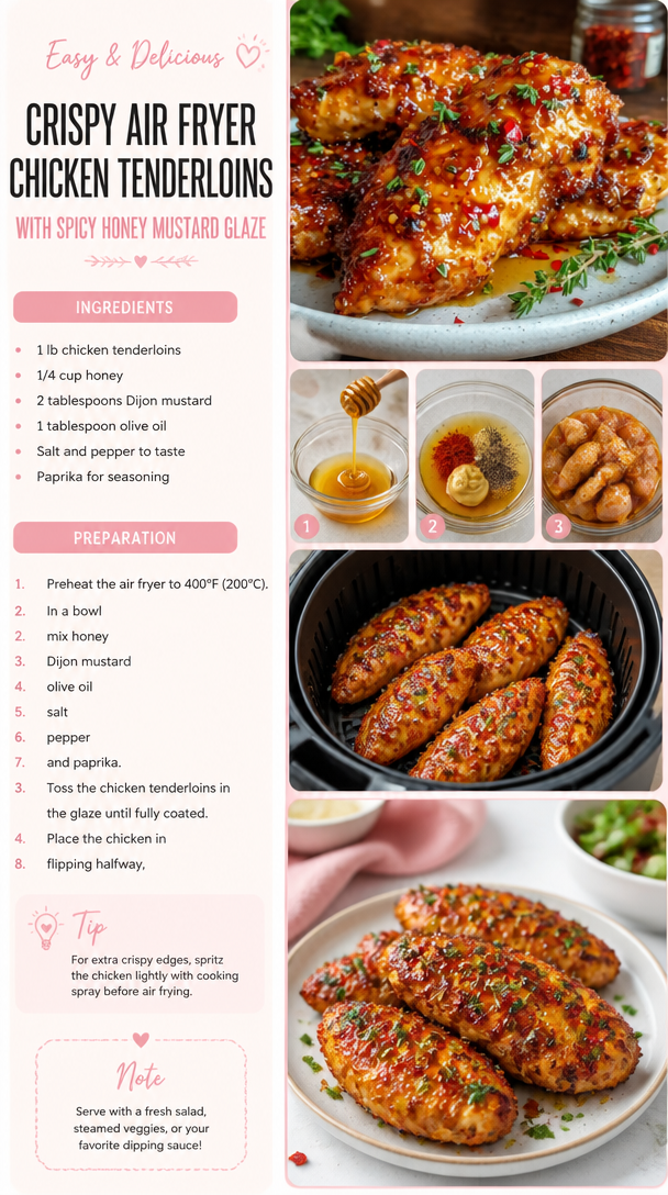 Crispy Air Fryer Chicken Tenderloins with Spicy Honey Mustard Glaze