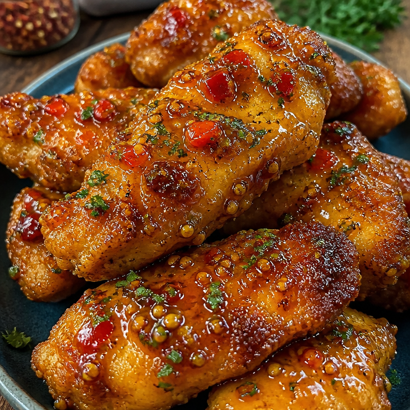 Crispy Air Fryer Chicken Tenderloins with Spicy Honey Mustard Glaze