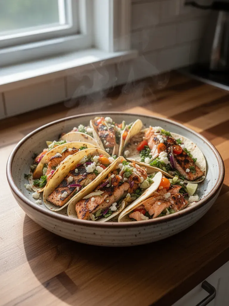 Easy Blackened Salmon Tacos