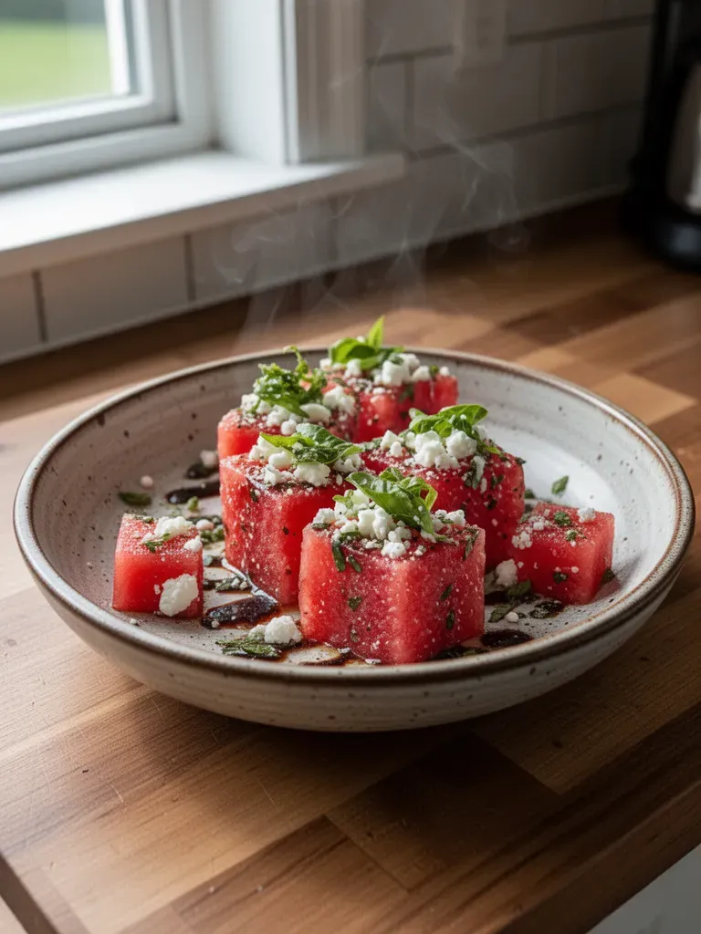Watermelon Feta and Basil Bites