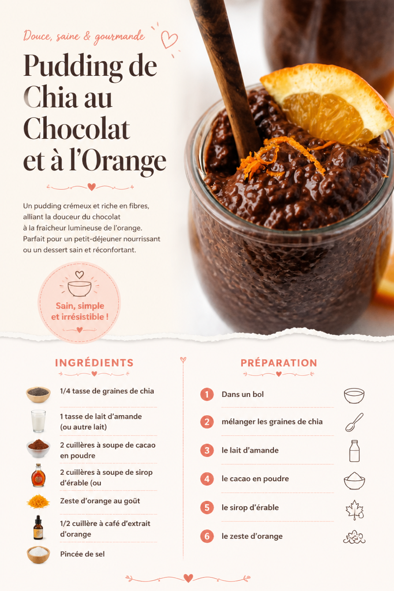 Pudding de Chia au Chocolat et à l'Orange