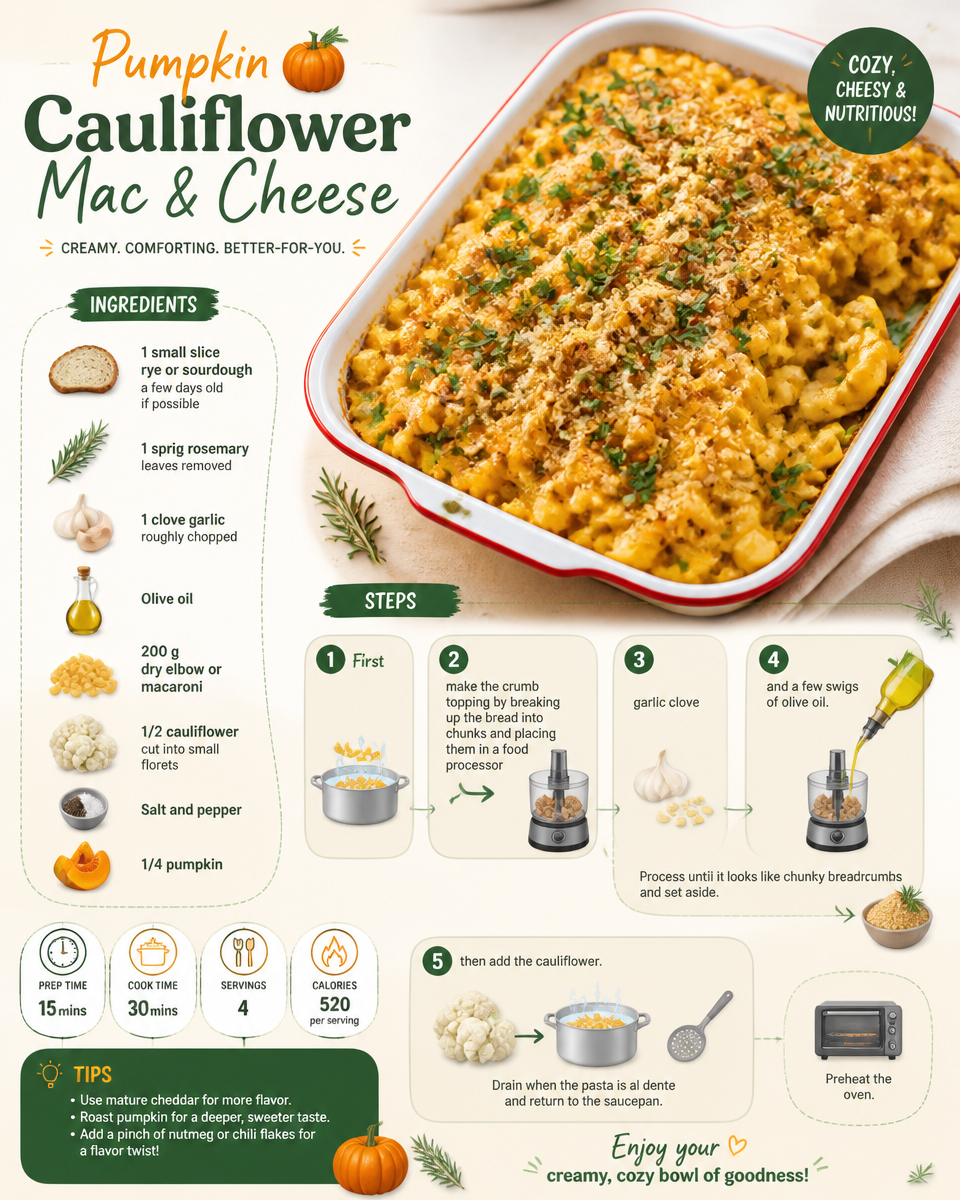 Pumpkin Cauliflower Mac and Cheese