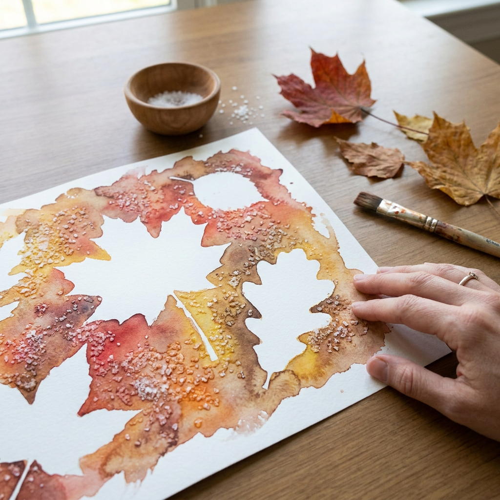 Salt Painting on Leaves 6 Salt Painting on Leaves: DIY Leaf Art Tutorial