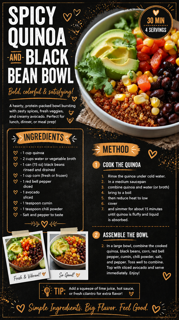 Spicy Quinoa and Black Bean Bowl