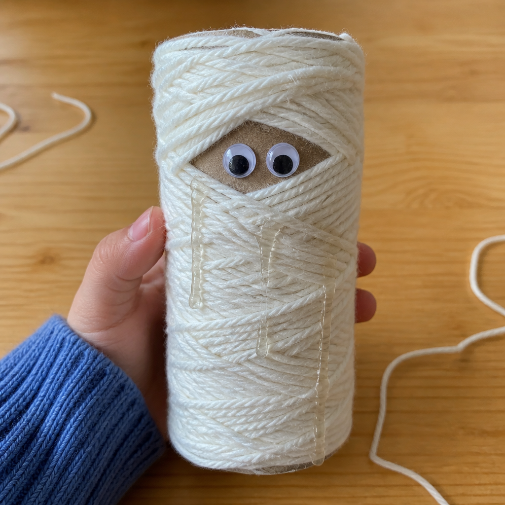 DIY Mummy Craft Using Yarn Wrapping for Halloween 6 DIY Mummy Craft Using Yarn Wrapping for Halloween