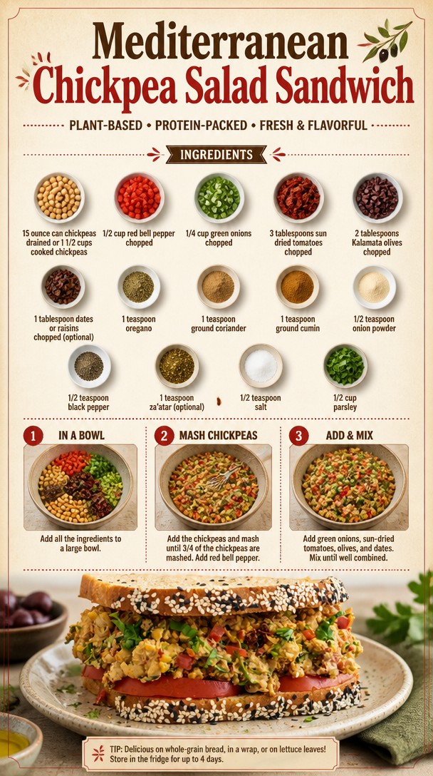 Mediterranean Chickpea Salad Sandwich
