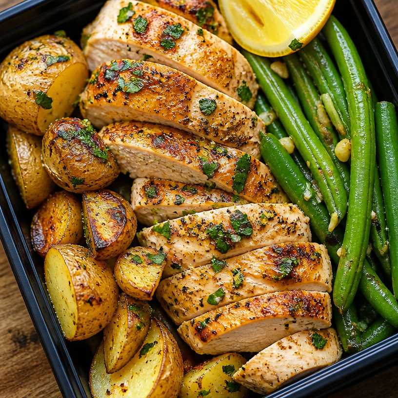 Healthy Lemon Garlic Chicken Meal Prep Bowls