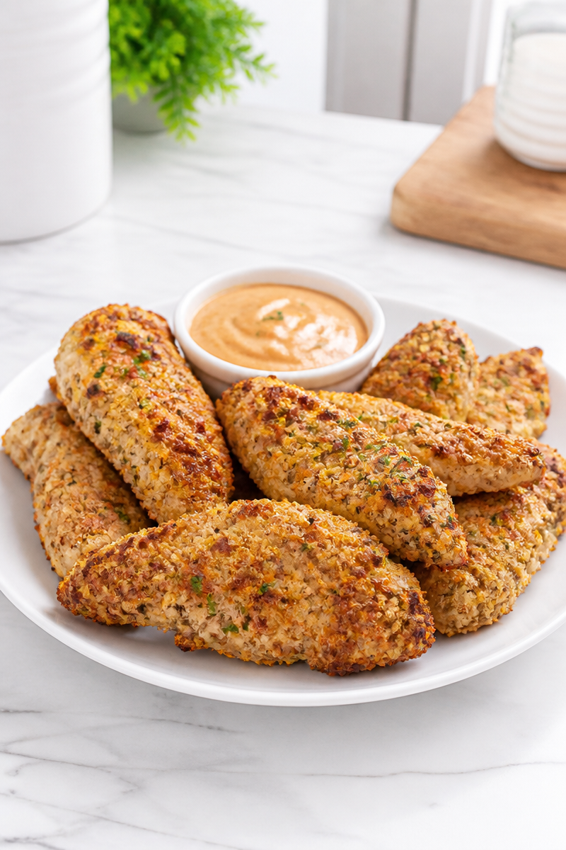 Crispy Almond Crusted Baked Chicken Tenders