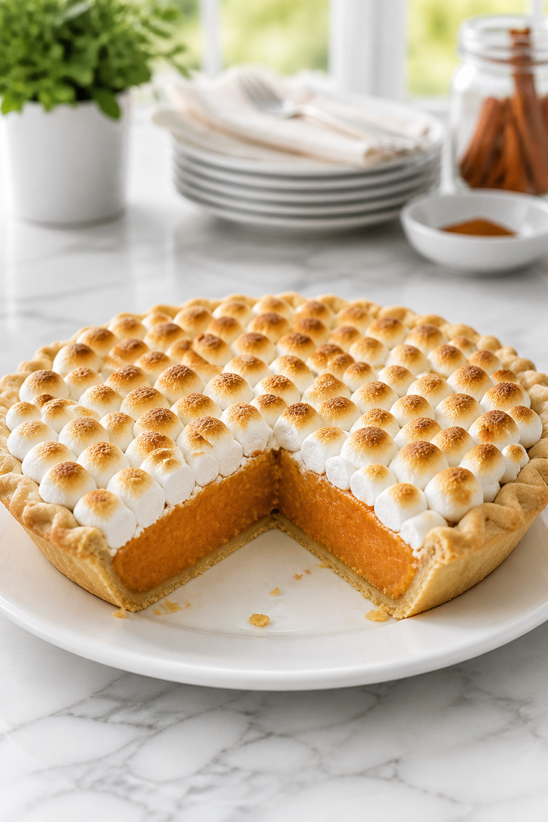 Classic Southern Sweet Potato Pie with Marshmallow Topping