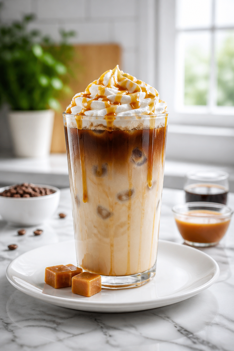 Creamy Iced Caramel Macchiato Coffee Recipe