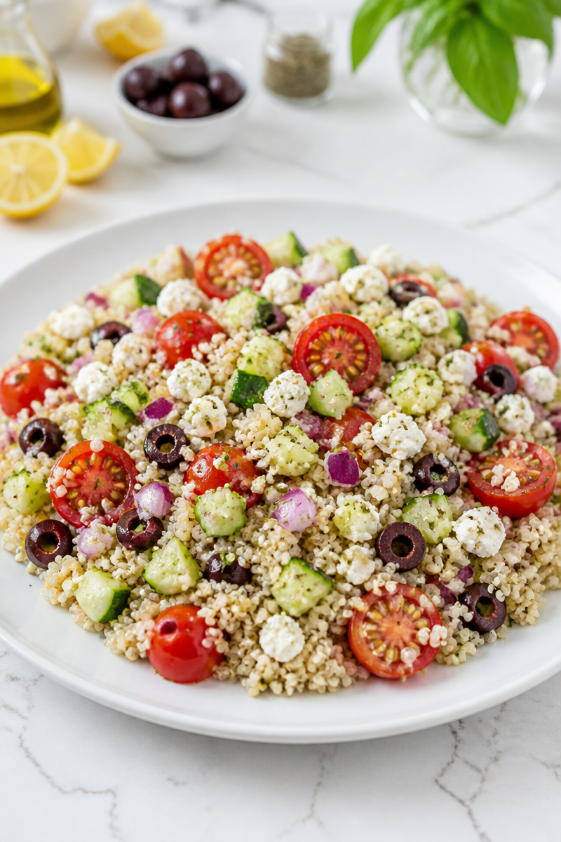 Healthy Mediterranean Quinoa Salad with Feta Cheese