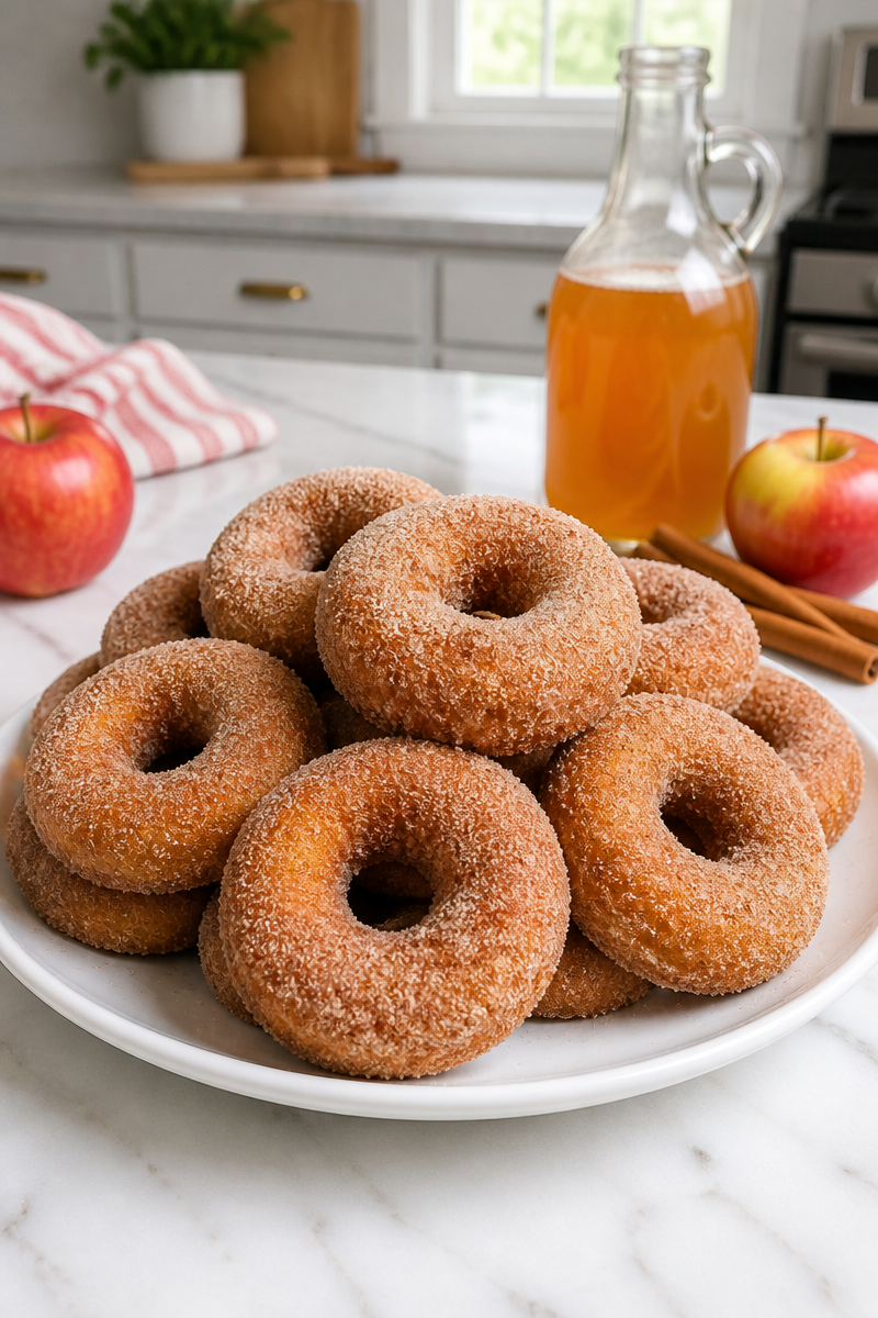 Traditional Apple Cider Donuts with Cinnamon Sugar