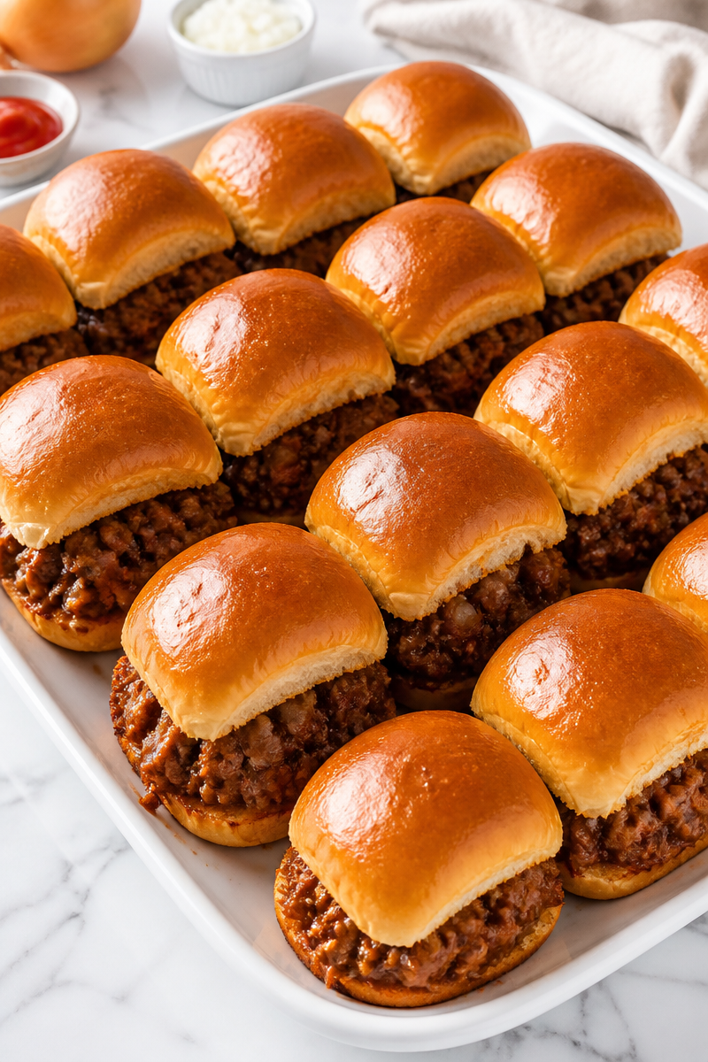 Classic Beef Sloppy Joe Sliders on Brioche Buns