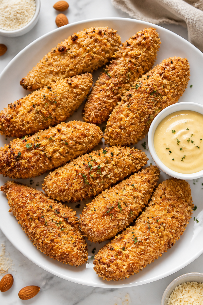 Crispy Almond Crusted Baked Chicken Tenders