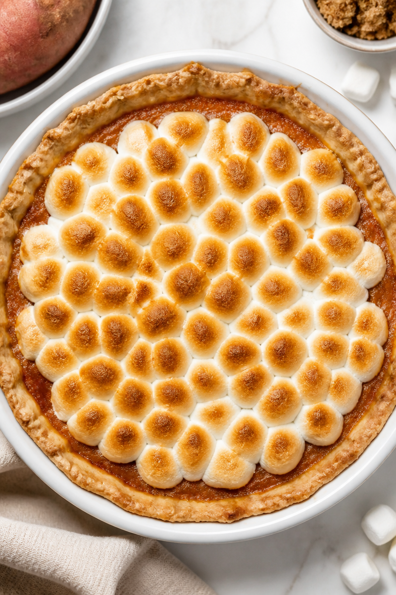 Classic Southern Sweet Potato Pie with Marshmallow Topping