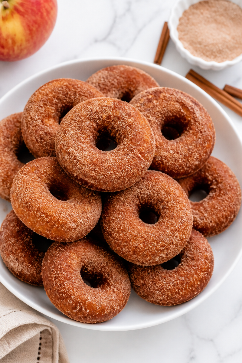 Traditional Apple Cider Donuts with Cinnamon Sugar