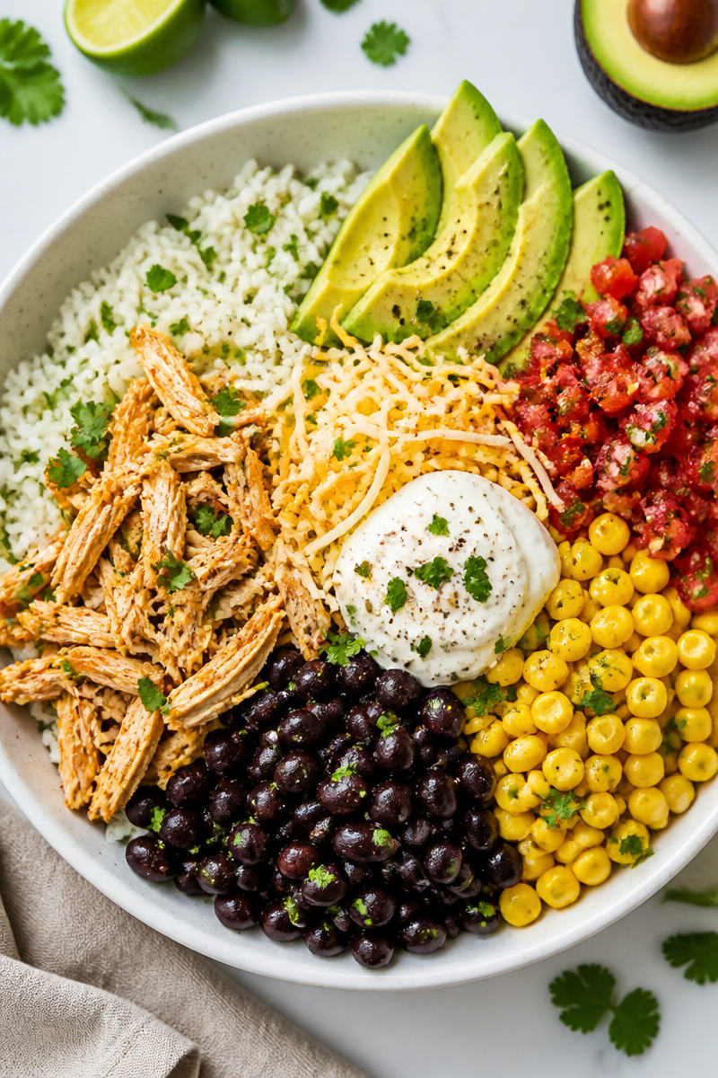 Authentic Chicken Burrito Bowl with Cilantro Lime Rice