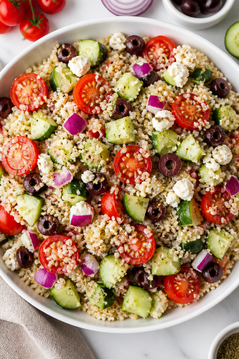 Healthy Mediterranean Quinoa Salad with Feta Cheese
