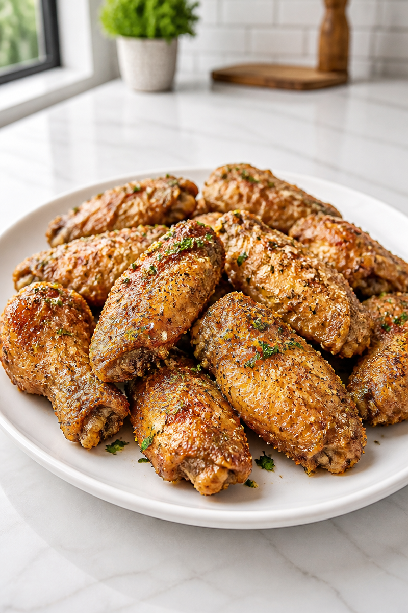 Crispy Air Fryer Chicken Wings with Garlic Parmesan Sauce