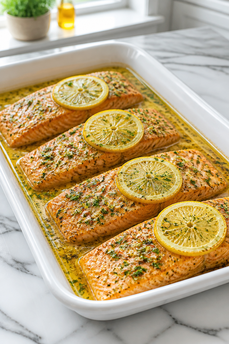 Easy Lemon Garlic Butter Baked Salmon Fillet