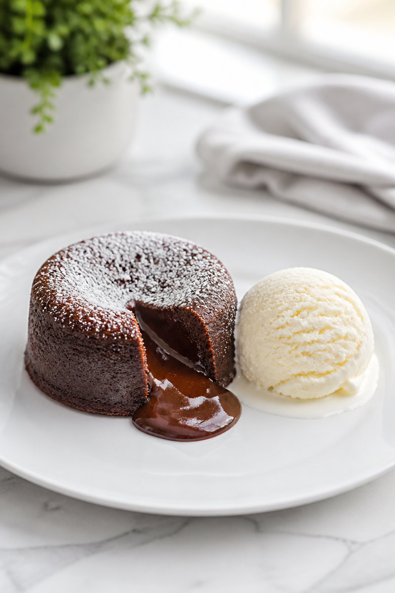 Decadent Chocolate Lava Cake with Vanilla Ice Cream