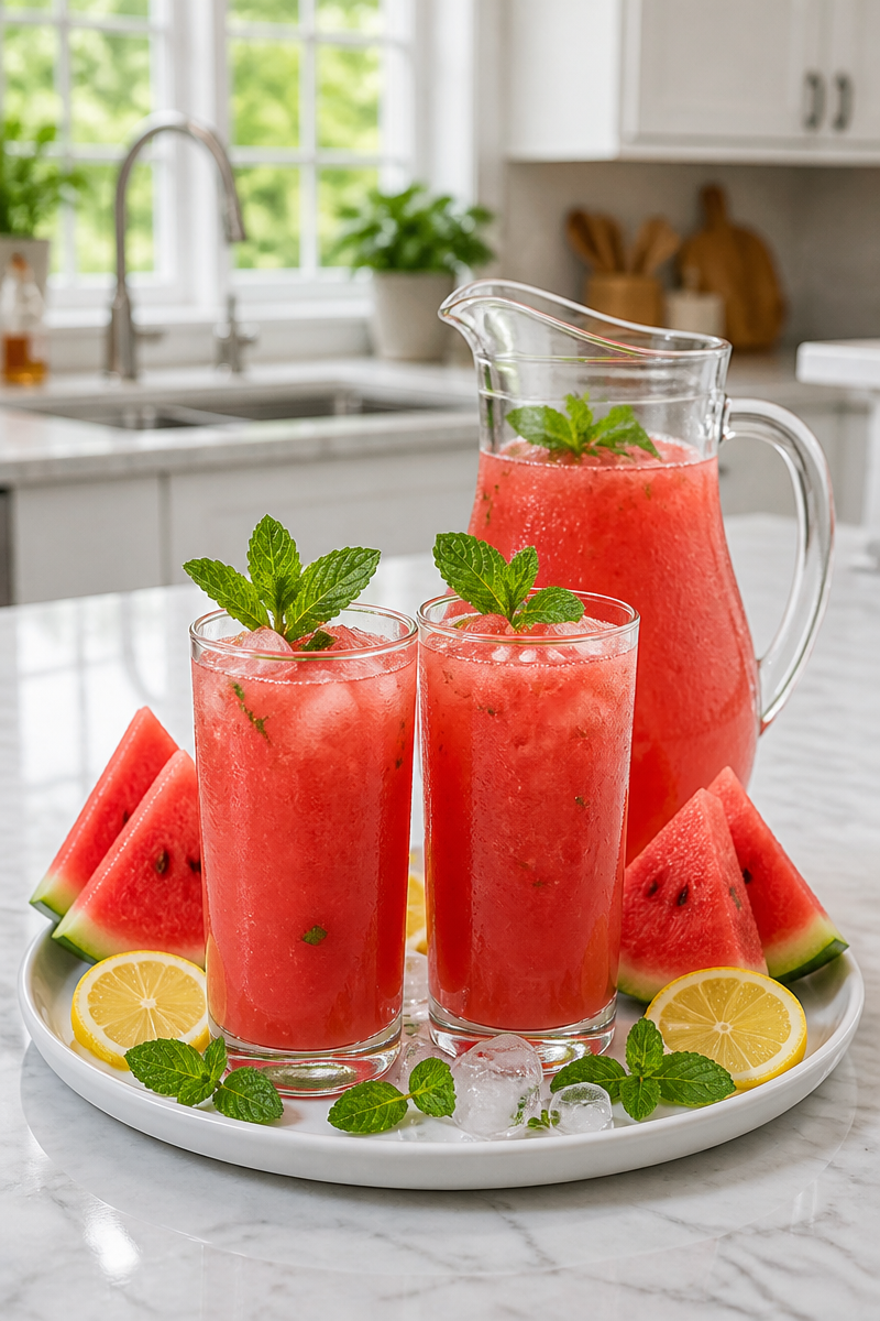 Refreshing Watermelon Mint Lemonade Drink Recipe