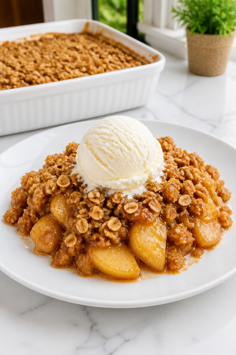 Traditional Apple Crisp with Oats and Cinnamon