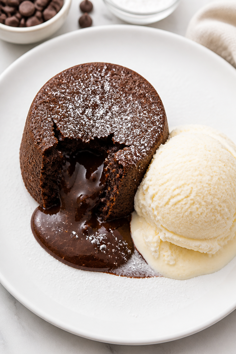 Decadent Chocolate Lava Cake with Vanilla Ice Cream