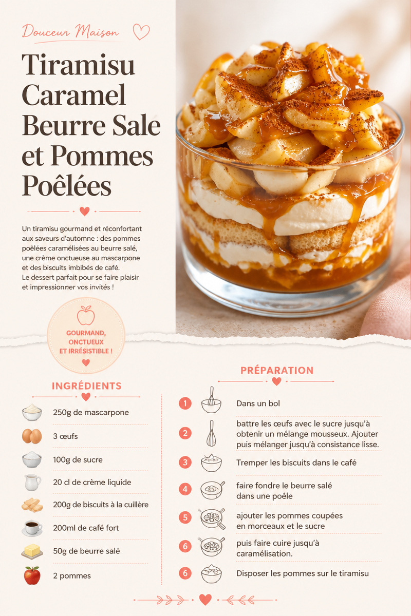 Tiramisu Caramel Beurre Salé et Pommes Poêlées