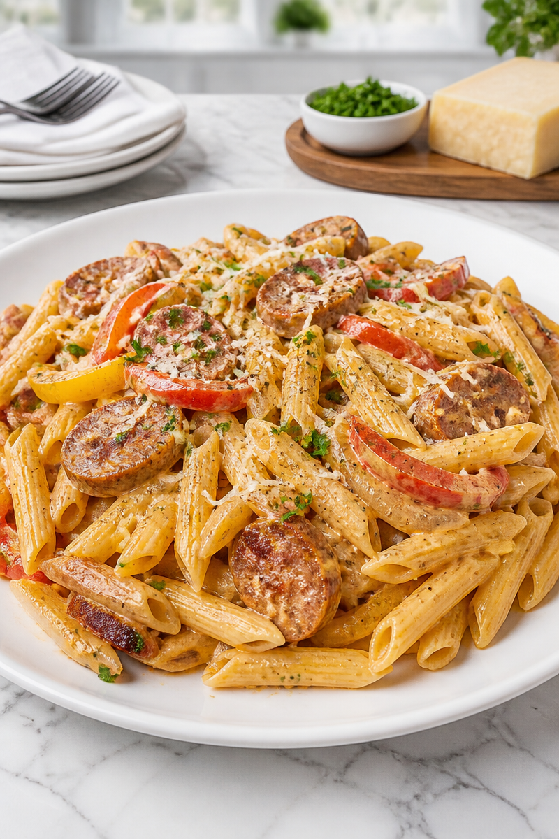Creamy Cajun Sausage and Pepper Pasta Creamy Cajun Sausage and Pepper Pasta