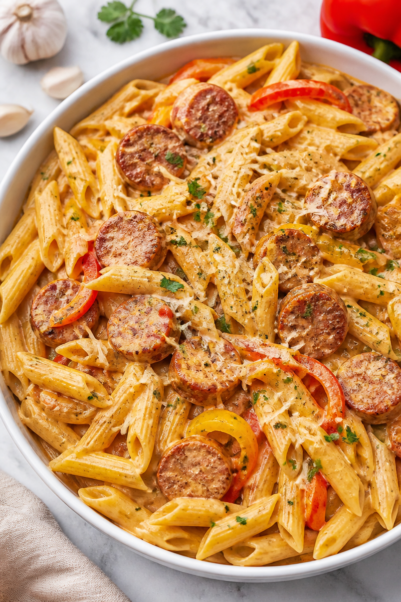 Creamy Cajun Sausage and Pepper Pasta Creamy Cajun Sausage and Pepper Pasta