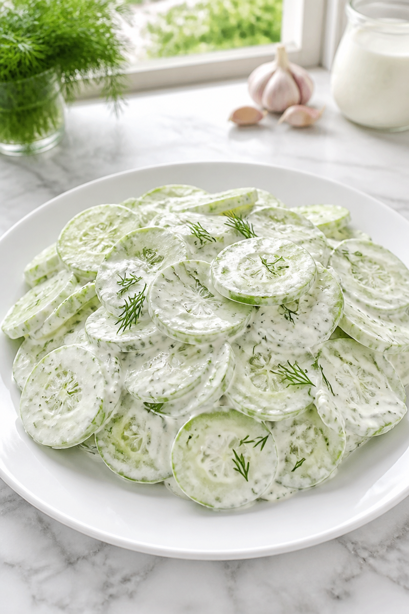 Creamy Cucumber and Dill Salad Recipe Creamy Cucumber and Dill Salad Recipe
