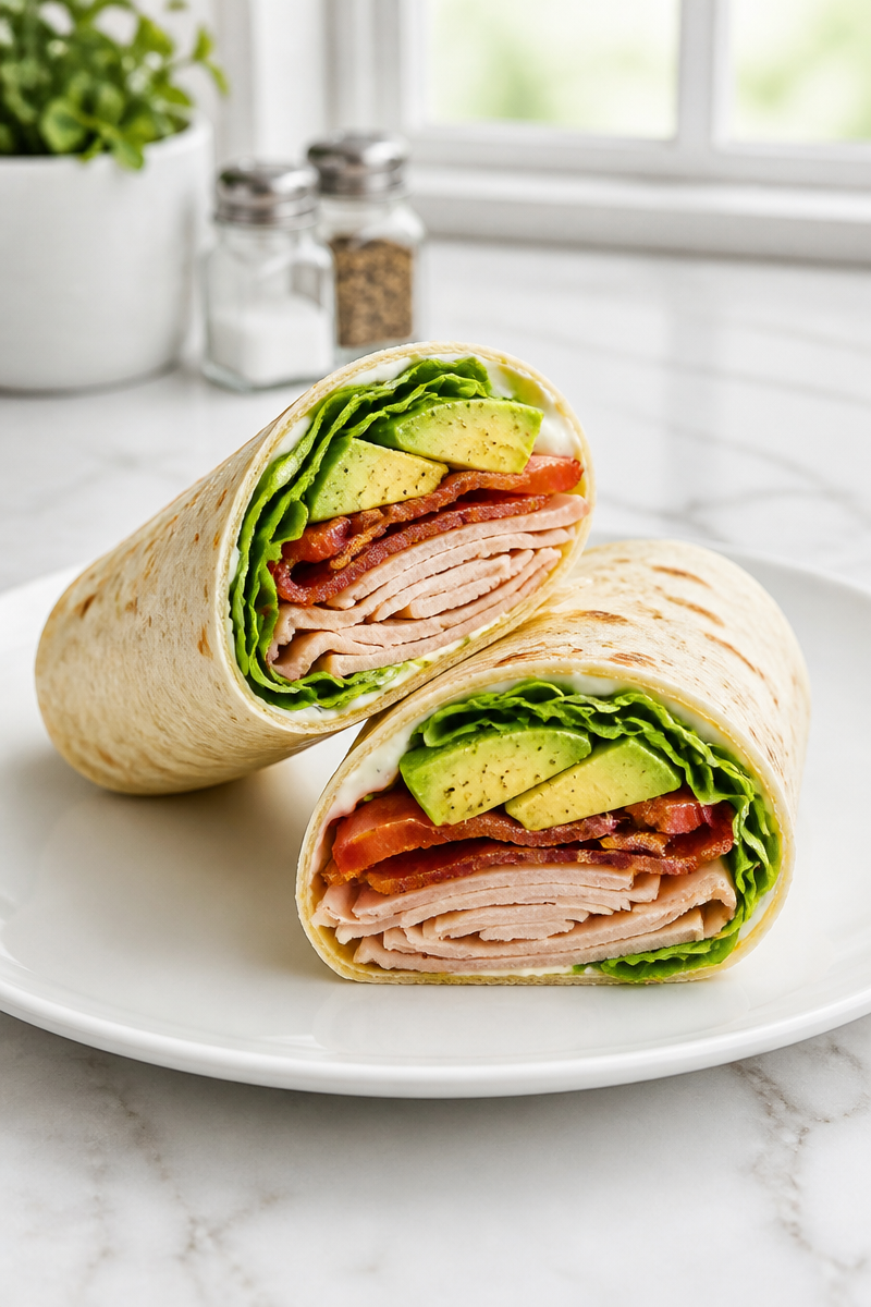 Crispy Turkey BLT Wrap with Avocado Crispy Turkey BLT Wrap with Avocado