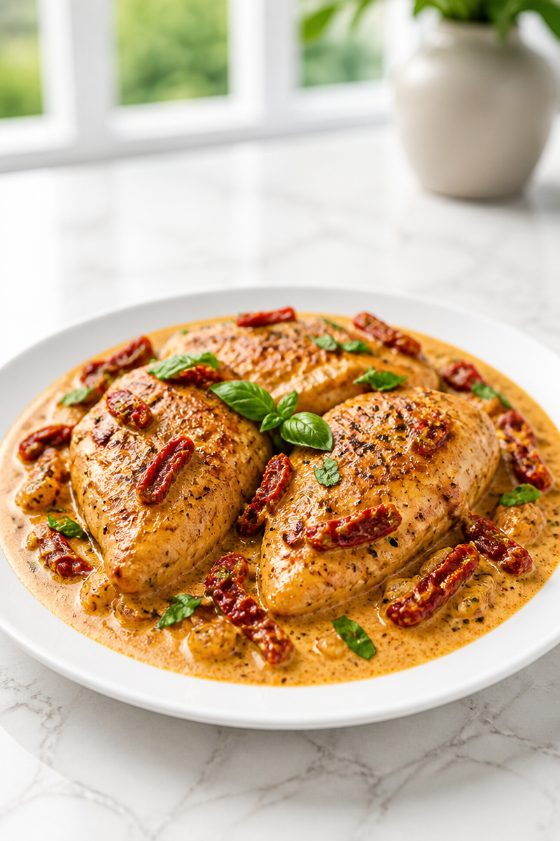 Easy Creamy Sun-Dried Tomato Chicken Skillet