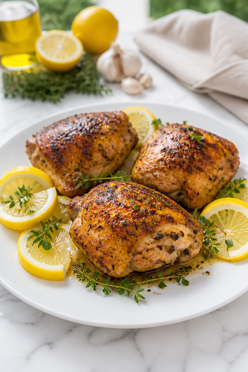 Crispy Baked Lemon Herb Chicken Thigh