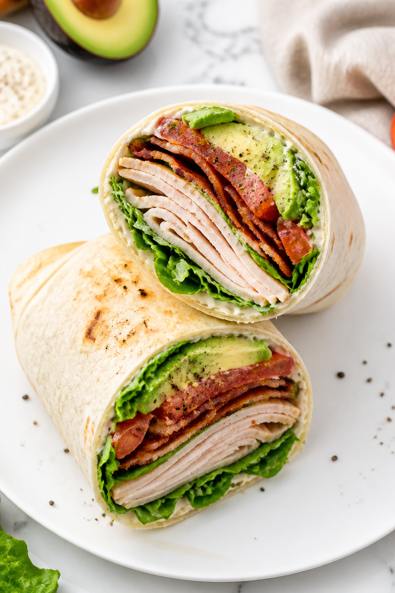 Crispy Turkey BLT Wrap with Avocado Crispy Turkey BLT Wrap with Avocado