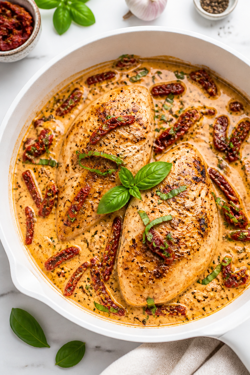 Easy Creamy Sun-Dried Tomato Chicken Skillet
