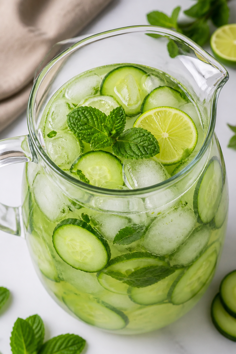 Refreshing Cucumber Mint Limeade Drink