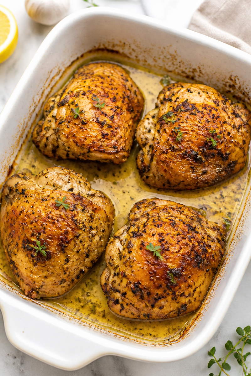 Crispy Baked Lemon Herb Chicken Thigh