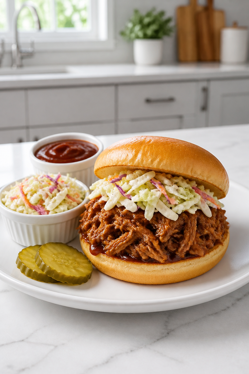 Slow Cooker BBQ Pulled Pork Sandwich