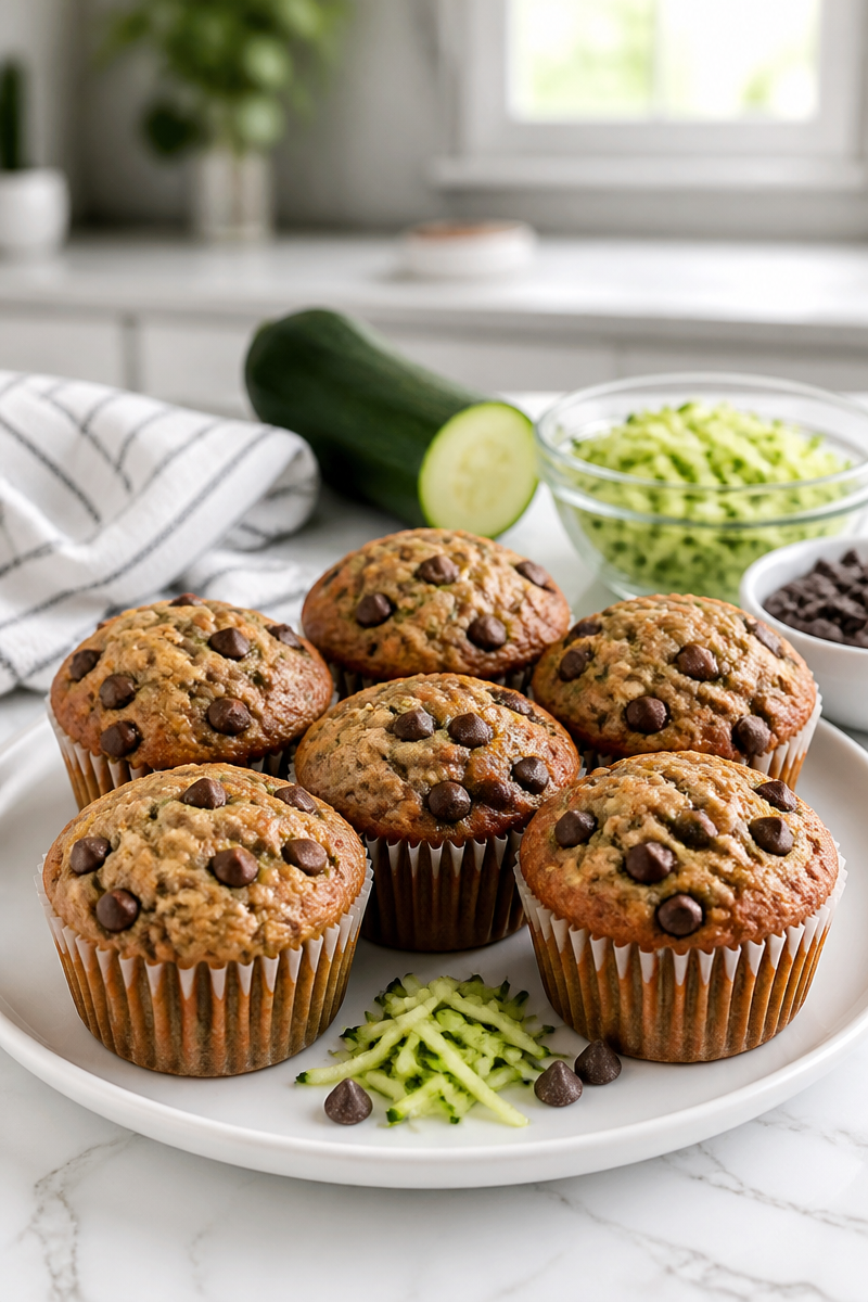 Moist Zucchini Chocolate Chip Muffin