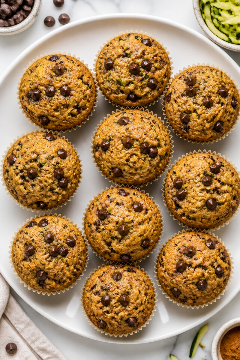 Moist Zucchini Chocolate Chip Muffin