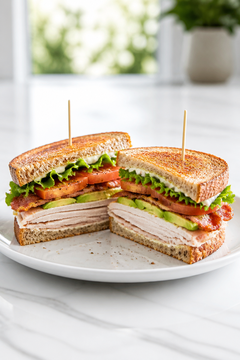 Easy Turkey and Avocado Club Sandwich