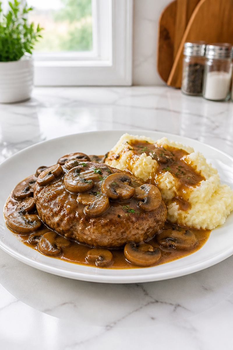 Classic Beef and Mushroom Salisbury Steak 5 Classic Beef and Mushroom Salisbury Steak