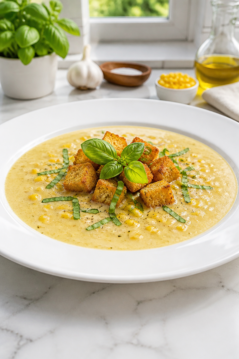 Creamy Sweet Corn and Basil Chowder 5 Creamy Sweet Corn and Basil Chowder